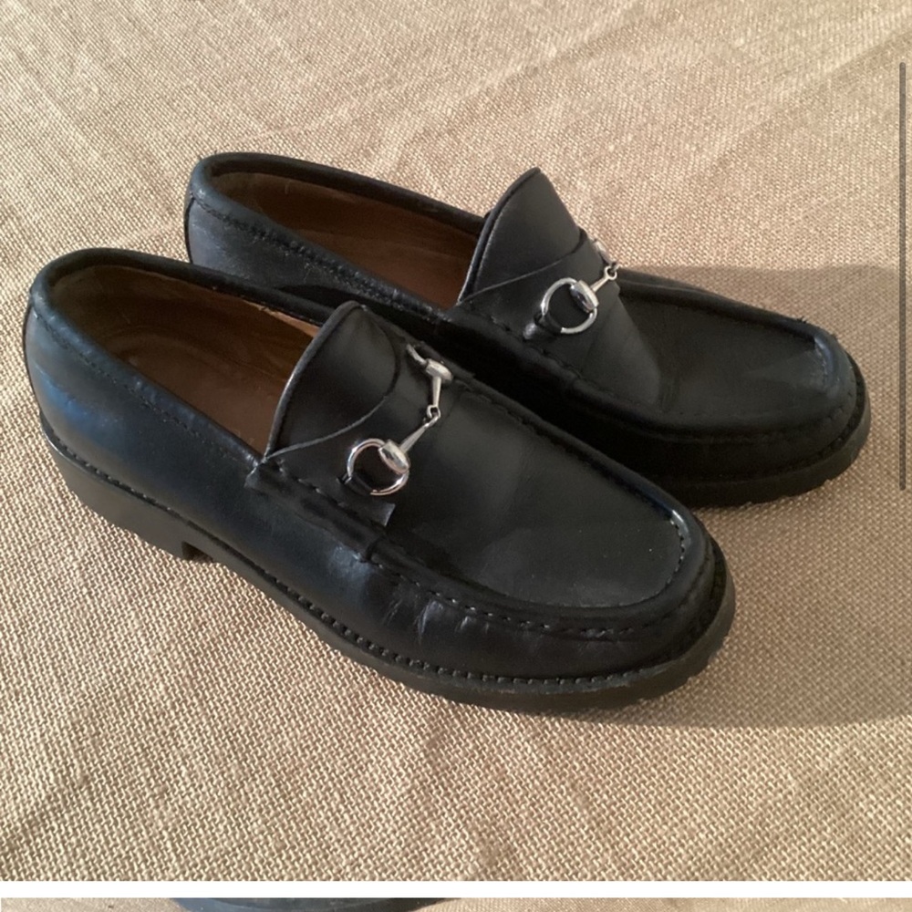 Gucci Black Leather Loafers with Horse-Bit Detail